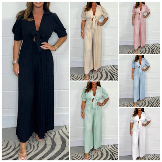 🎉2024 new arrival😍Women’s Solid Color Pleated Jumpsuit