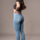 High Waisted Stretch Slim Fit Flared Jeans