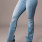 High Waisted Stretch Slim Fit Flared Jeans