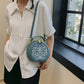 Embroidered Small Round Crossbody Bag