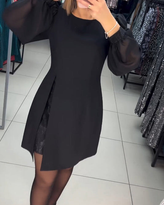 56%Rabatte💥Schlichtes, elegantes, sexy, seidiges Langarmkleid👚